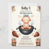 By Plaid Babyqおもしろいフードステーキビーフバーベビーシャワー 招待状 (正面)