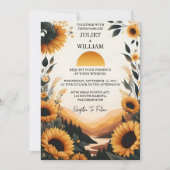 By Plants 素朴 Garden Greenery Sunflower結婚's 招待状 (正面)