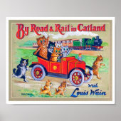 By Road & Rail in Catland, Louis Wain ポスター (正面)