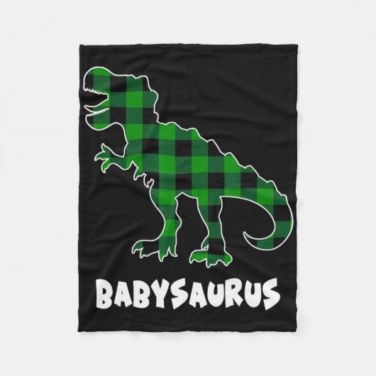 By Saurus T-rex Dinosaurs Plaid St Patricks Day  フリースブランケット (正面)