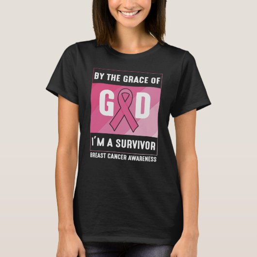 By The Grace God Breast Cancer Survivor Christian Tシャツ (正面)