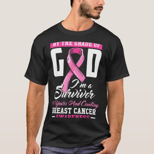 By The Grace Of God Survivor 10 Year Breast Cancer Tシャツ (正面)