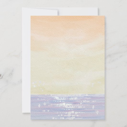 “By the Sea” Watercolor Beach Wedding 招待状 (裏面)
