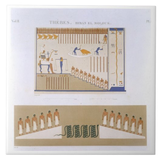 Byban el Moloukからのフレスコ画のイラストレーション タイル (正面)