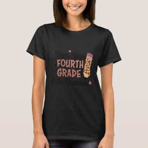 Bye 4年生こんにちは夏の最後の日学校の女の子 tシャツ