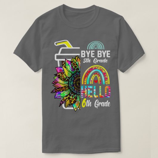Bye 5年生Hello 6年生ひまわりレインボーティ Tシャツ (デザイン正面)