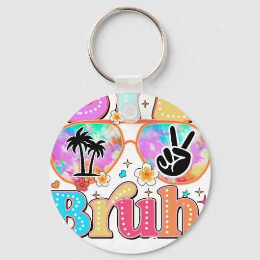 bye bruh happy last day キーホルダー (正面)