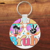 bye bruh happy last day キーホルダー (正面)