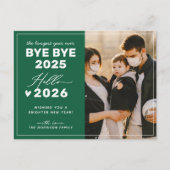 Bye Bye 2024 Hello 2025ミニマルモダンリスト写真 シーズンポストカード (正面)