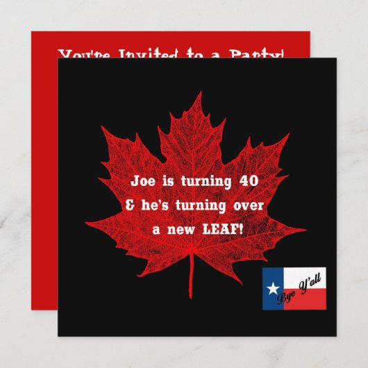 Bye Y'all-TXフラグ 招待状 (正面/裏面)