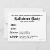 BYOB: ブーイングのハロウィンのあなた自身の招待状を持って来て下さい 招待状 (裏面)