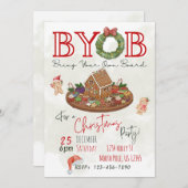 BYOB Charcuterie Board Christmas Party Invite 招待状 (正面/裏面)