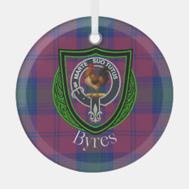 Byres Scottish Clan Tartan & Crest ガラスオーナメント
