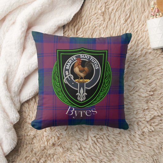 Byres Scottish Clan Tartan & Crest クッション (ブランケット)