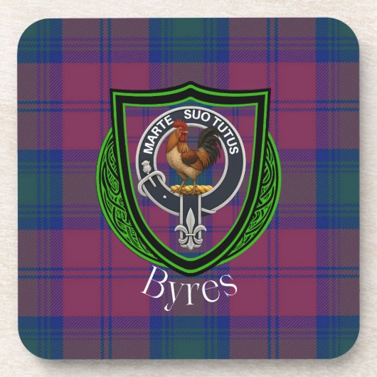 Byres Scottish Clan Tartan & Crest コースター (正面)
