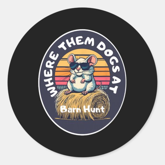 Byrnおもしろい狩り – サングラスで探すかわいいネズミ ラウンドシール (正面)