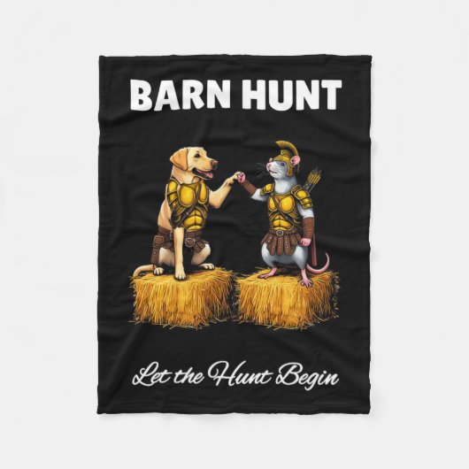 Byrn狩り恋人 – かわいい戦士ラットとイエローラバー フリースブランケット (正面)