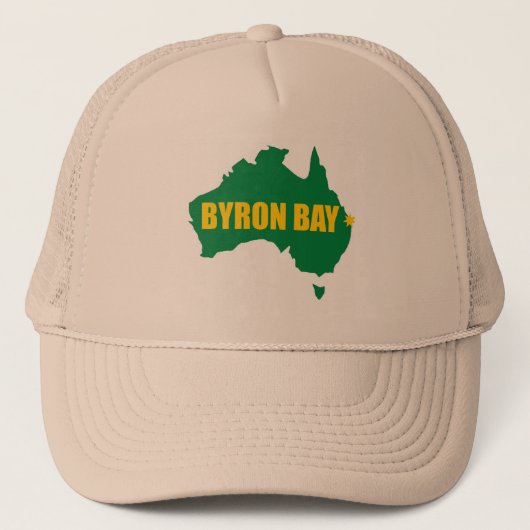 Byron湾の緑および金ゴールドの地図の帽子 キャップ (正面)