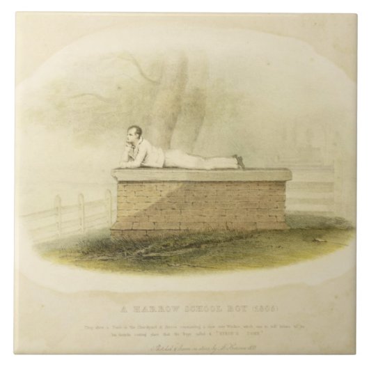 Byron (1788-1824年ハーロー校の男の子(1805年)の-主 タイル (正面)