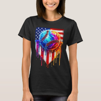 Bysebyllアイスクリームアメリカ国旗ドリップ Tシャツ