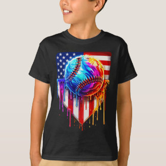 Bysebyllアイスクリームアメリカ国旗ドリップ Tシャツ