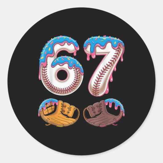 Bysebyll 67 - Ice Cream Drip 67 Meme Funny Player  ラウンドシール (正面)