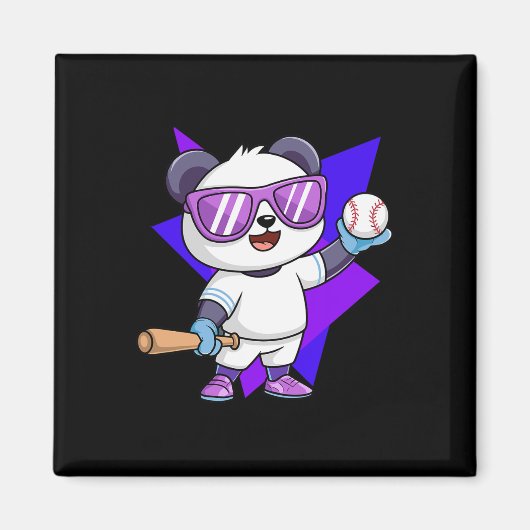 Bysebyll Panda. Bysebyll愛好家の楽しいパンダスポーツ マグネット (正面)