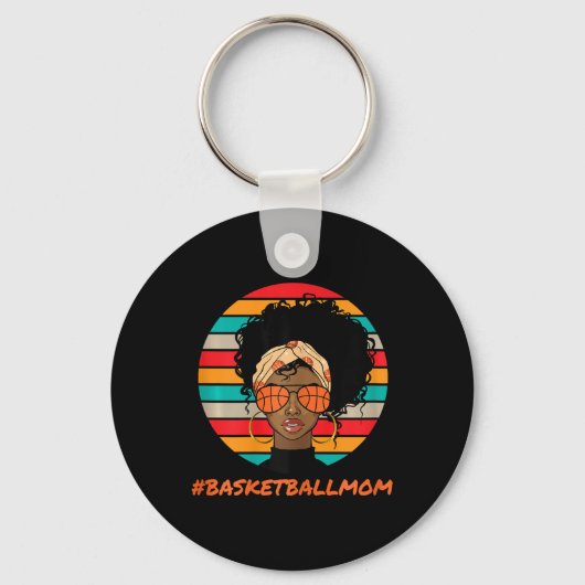 Bysketbyll Mom Black Women African American Afro キーホルダー (正面)