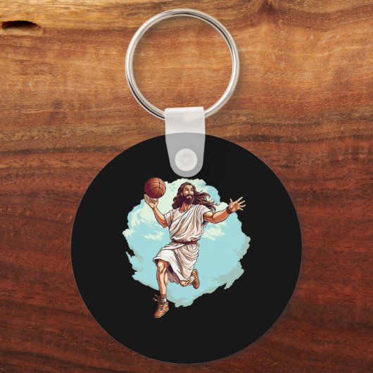 Bysketbyll Player Jesus Hoops Playing Bbyll Lord A キーホルダー (正面)