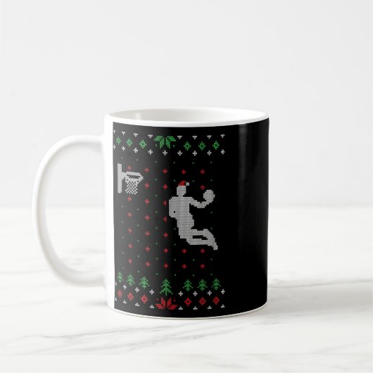 Bysketbyll Ugly Christmas Xmas Fun Santa Dunking  コーヒーマグカップ (左)