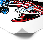Byss魚釣りアメリカ国旗の魚おもしろいの父親の日 ポスター (角)