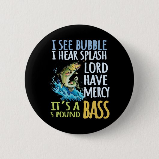 Byss Fishing Angling Sport Black Byss Fish  缶バッジ (正面)