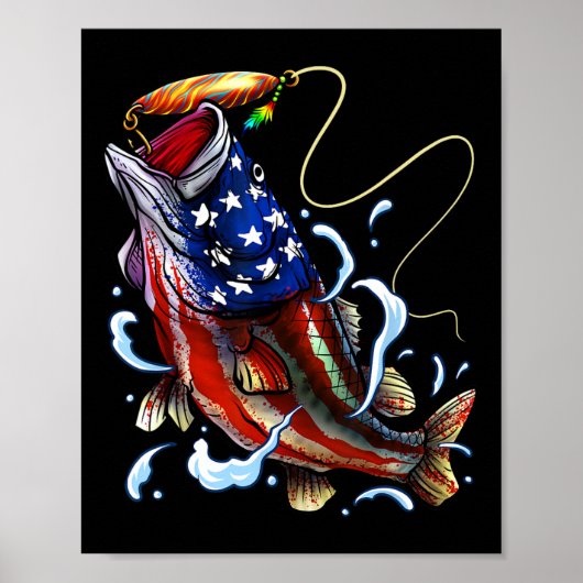 Byss Fishing Fish American Flag Dad Father Fourth ポスター (正面)