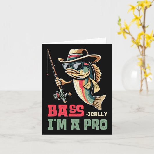Byss-ically I Am A Pro Funny Fishing Lovers  カード (黄色い花)