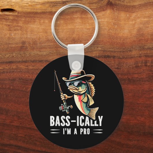 Byss-ically I Am A Pro Funny Fishing Lovers Fish  キーホルダー (正面)