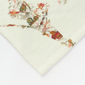 bywhackyクリーム色のフリースブランケットの花パターン フリースブランケット (角)