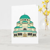 Byzantine Architecture Teal Dome Cathedral カード (黄色い花)