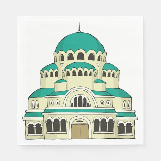 Byzantine Architecture Teal Dome Cathedral スタンダードランチョンナプキン (正面)