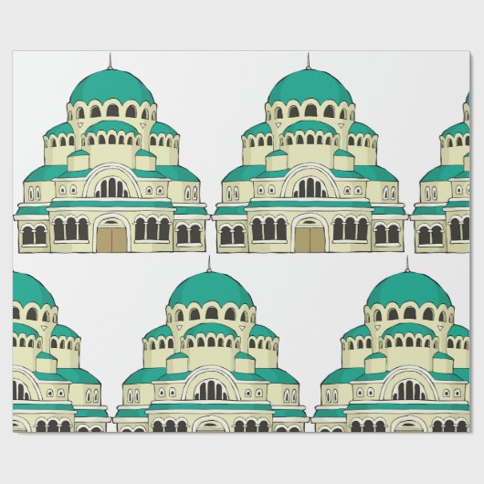 Byzantine Architecture Teal Dome Cathedral ラッピングペーパー (フラット)