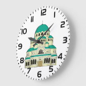 Byzantine Architecture Teal Dome Cathedral ラージ壁時計 (傾斜)