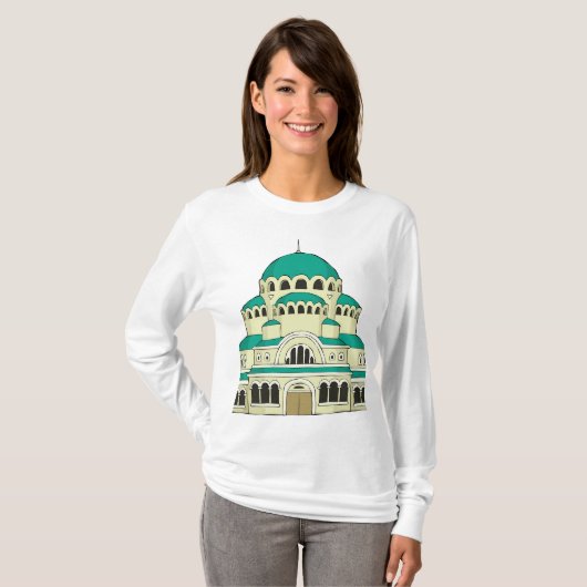 Byzantine Architecture Teal Dome Cathedral Tシャツ (正面フル)