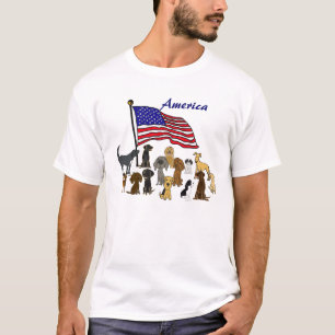 BZ-旗および子犬のアメリカ人のワイシャツ Tシャツ