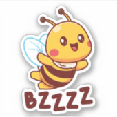 BZZZZかわいい子ども子供へのミツバチ – Cartoon Bee シール (正面)