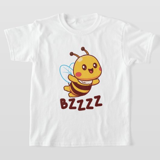 BZZZZかわいい子ども子供へのミツバチ – Cartoon Bee Tシャツ (レイダウン)