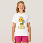 BZZZZかわいい子ども子供へのミツバチ – Cartoon Bee Tシャツ (正面フル)