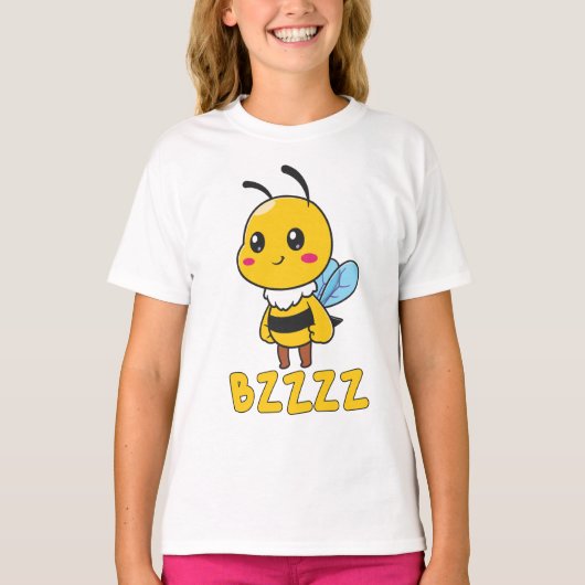 BZZZZかわいい子ども子供へのミツバチ – Cartoon Bee Tシャツ (正面)