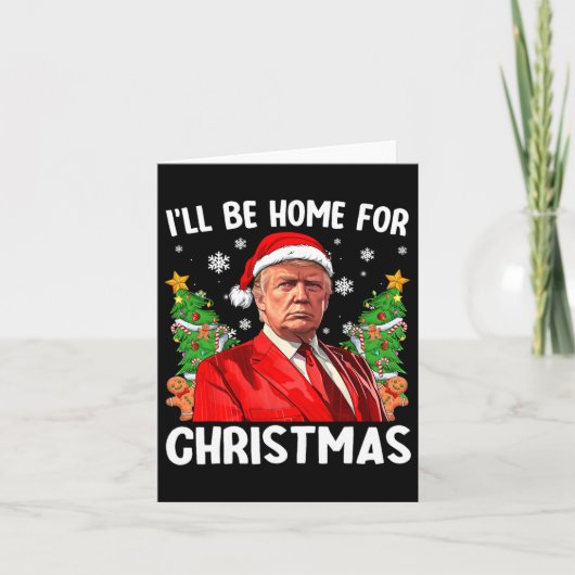 Cおもしろいの家に帰るトランプクリスマスサンタハット カード (正面)