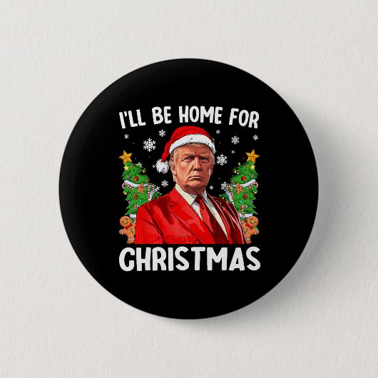 Cおもしろいの家に帰るトランプクリスマスサンタハット 缶バッジ (正面)