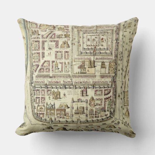 「Cからのエルサレムそして周囲の地図、 クッション (正面)