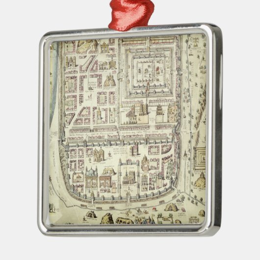 「Cからのエルサレムそして周囲の地図、 メタルオーナメント (左)